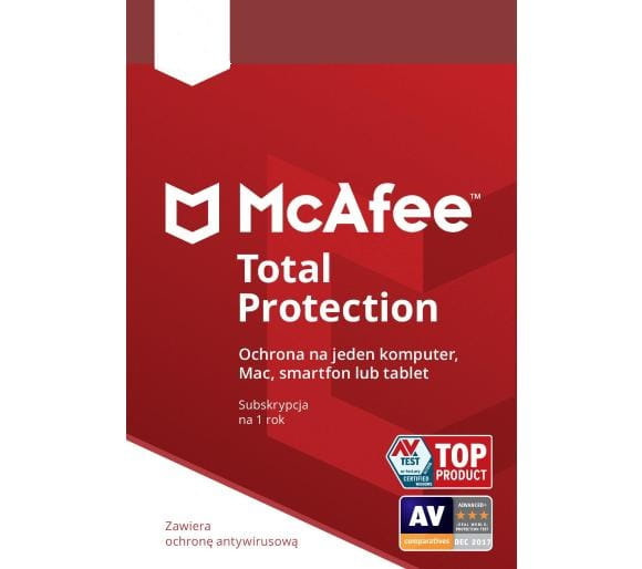 McAfee Total Protection 3 PC/1 rok - klucz aktywacyjny (Key)